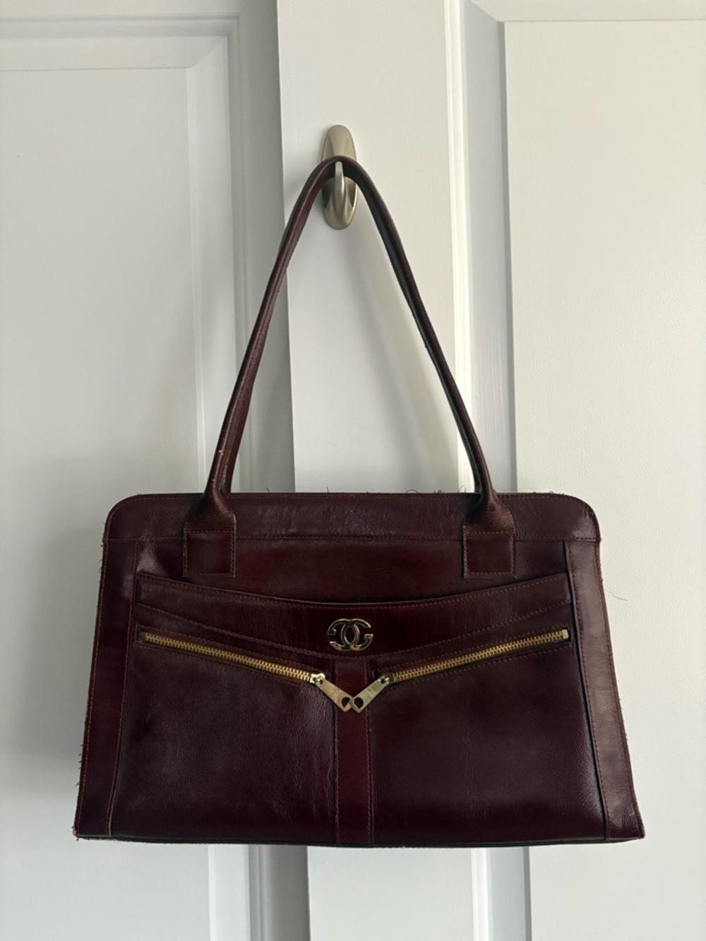 Vintage Leather GG Oxblood Red Shoulder Bag 1970s